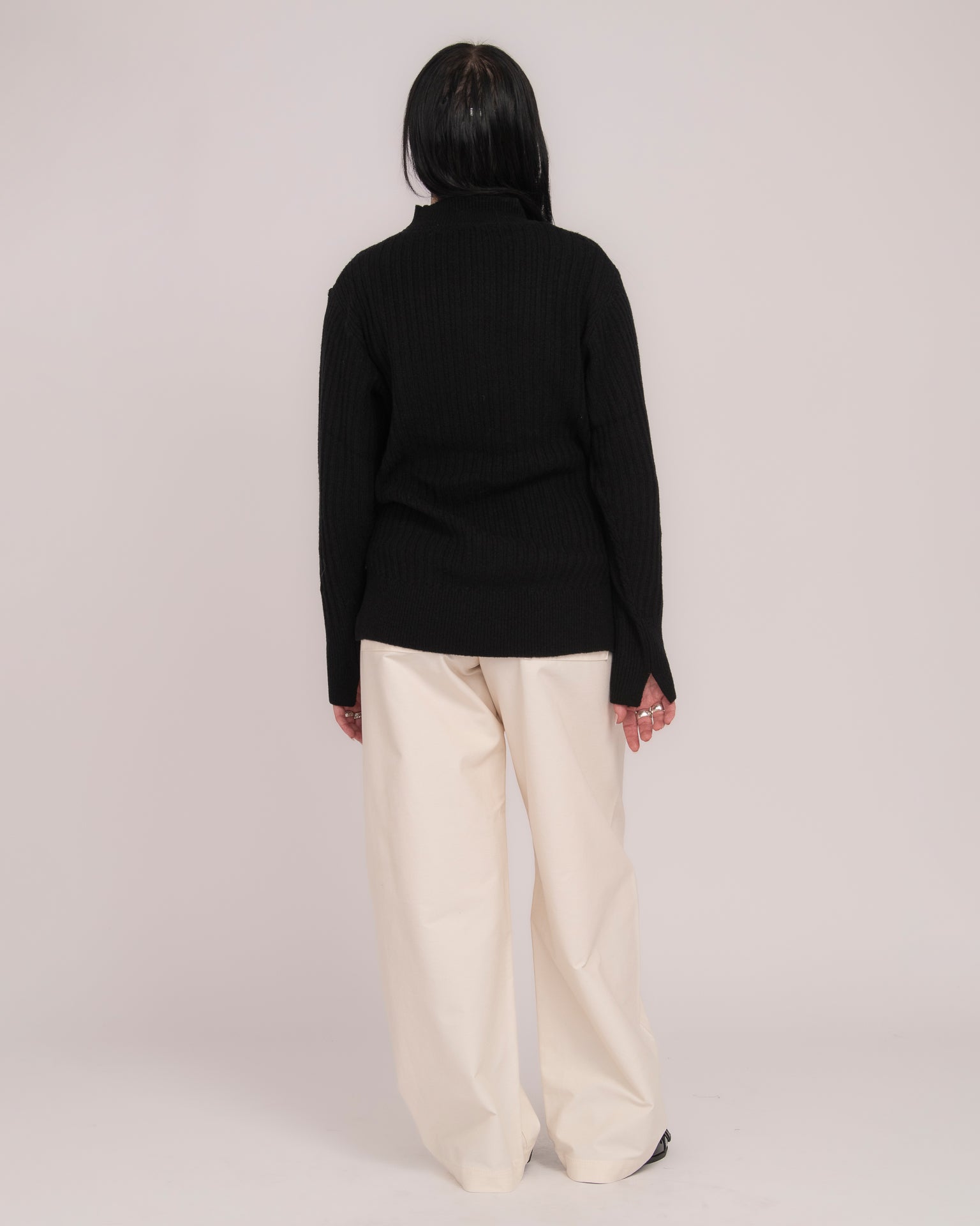 High Neck Rib Knit - Black