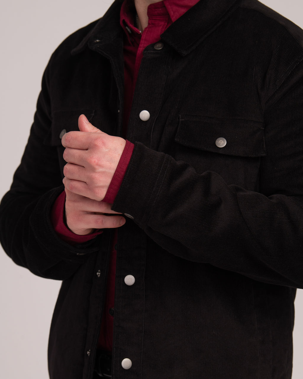 Unisex Cord Shacket - Black