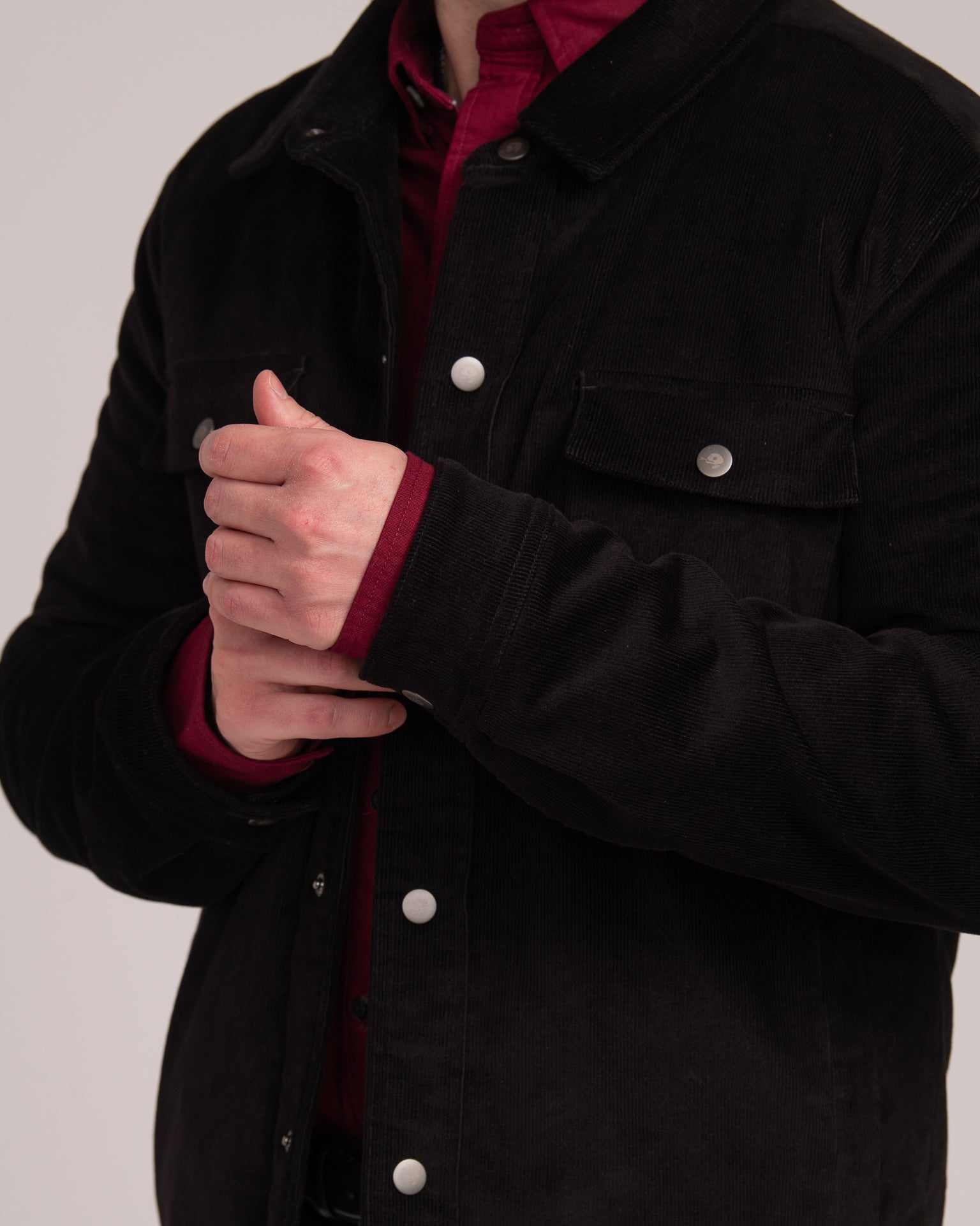 Unisex Cord Shacket - Black