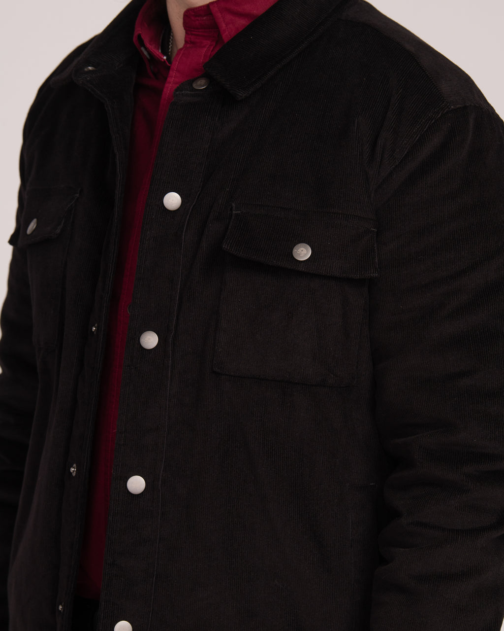 Unisex Cord Shacket - Black