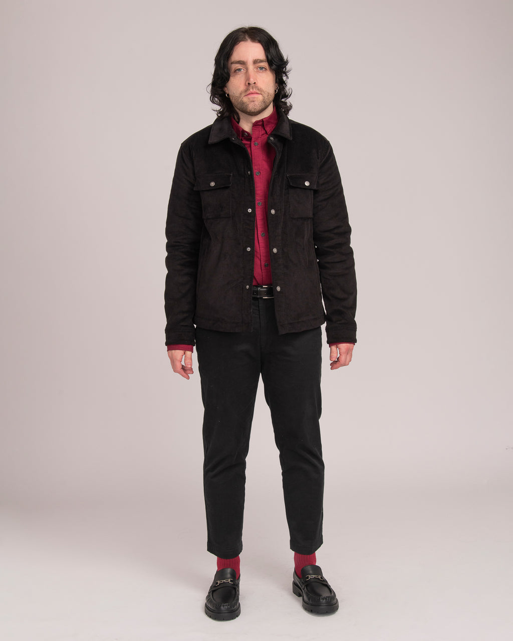 Unisex Cord Shacket - Black