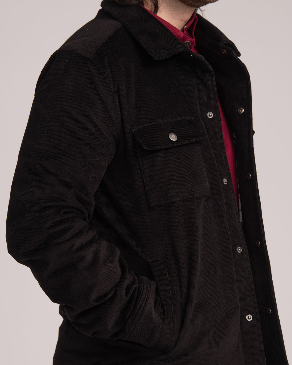 Unisex Cord Shacket - Black