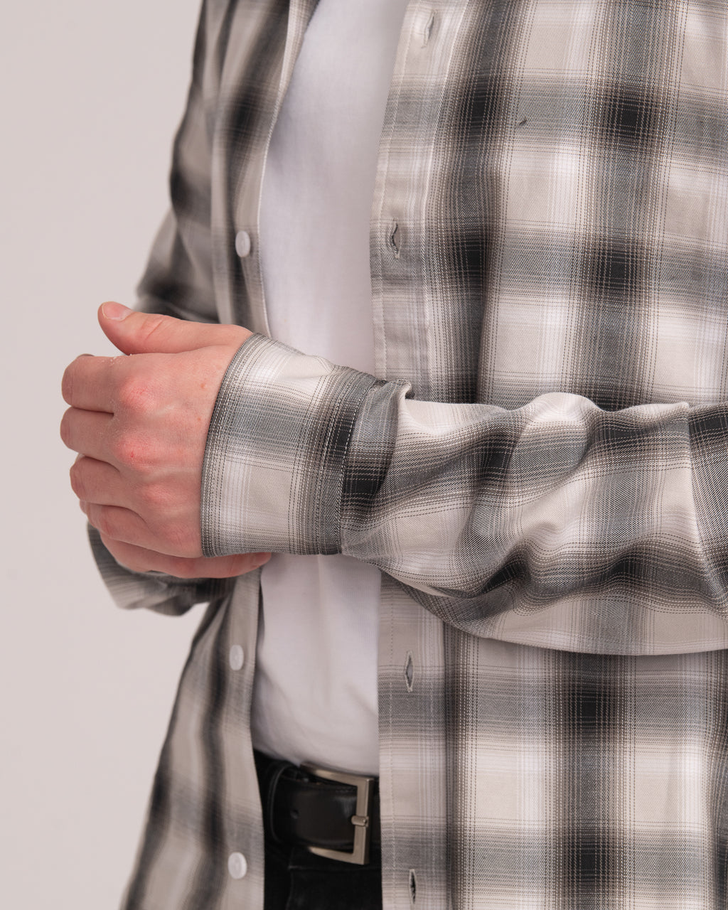 Men's Casual Check Shirt - Black/White