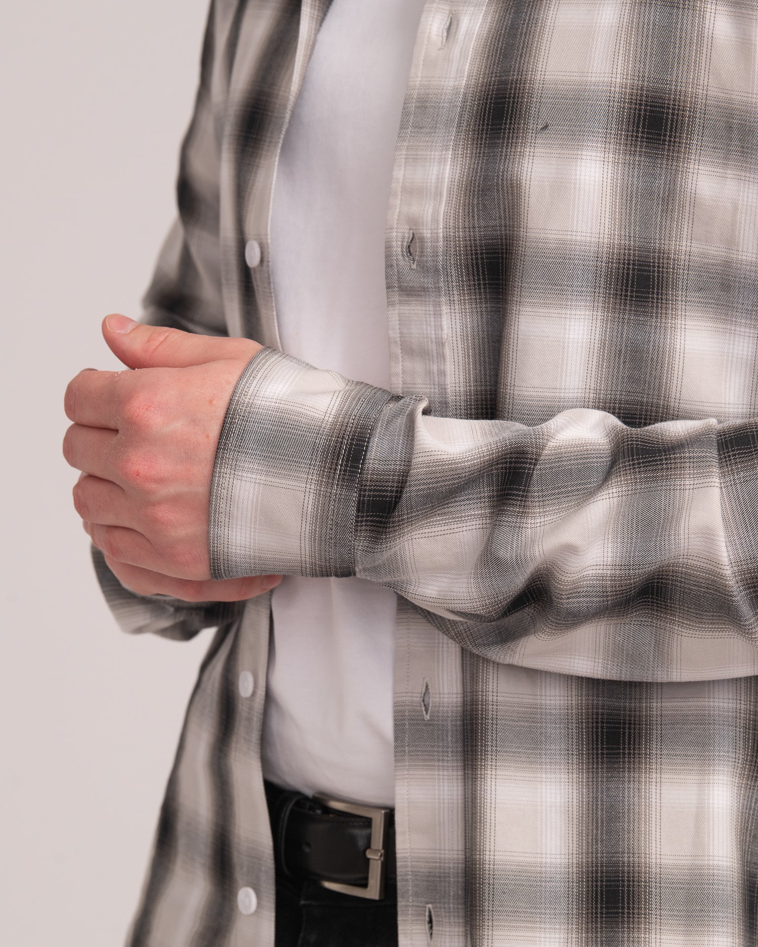 Men's Casual Check Shirt - Black/White