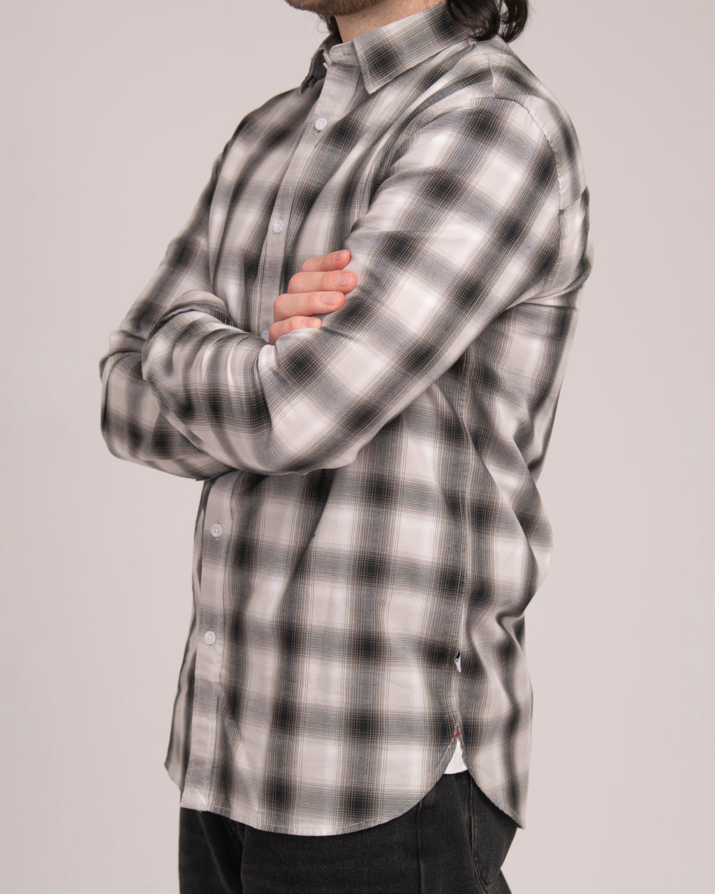 Men's Casual Check Shirt - Black/White