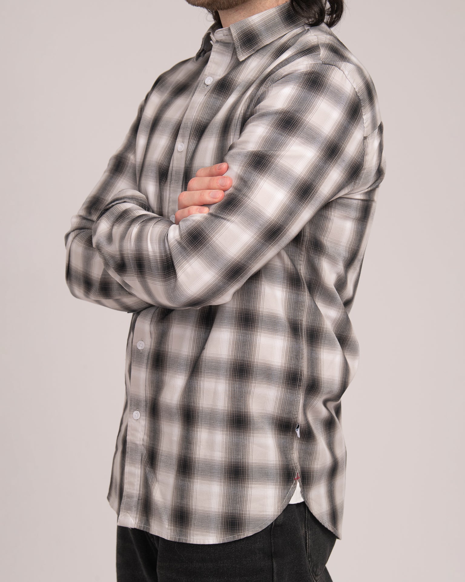 Men's Casual Check Shirt - Black/White