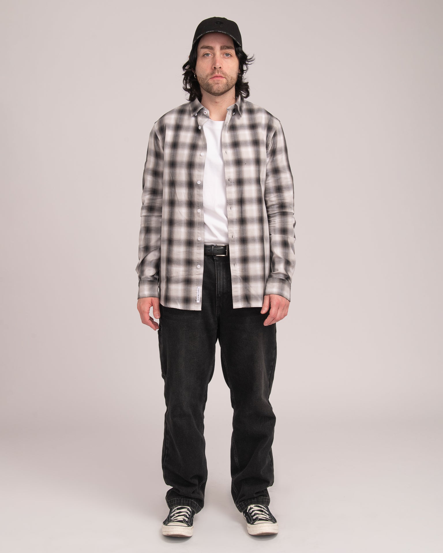 Men's Casual Check Shirt - Black/White
