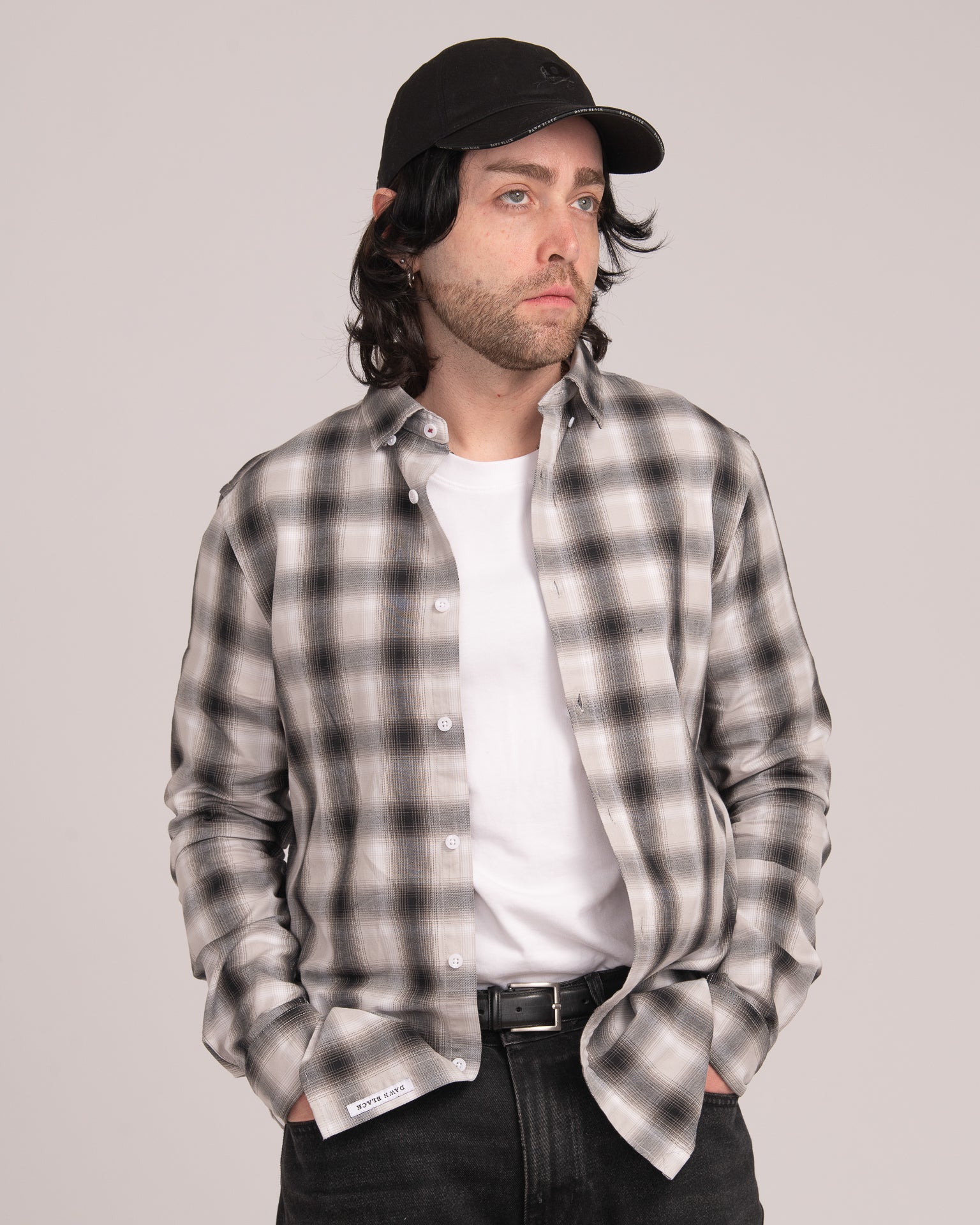Men's Casual Check Shirt - Black/White
