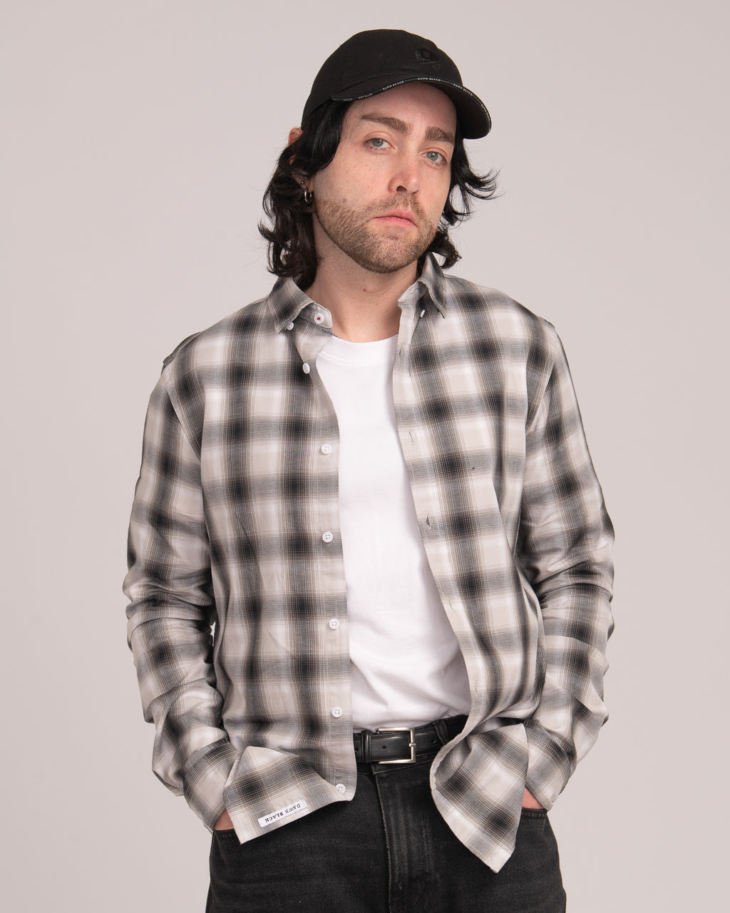 Men's Casual Check Shirt - Black/White