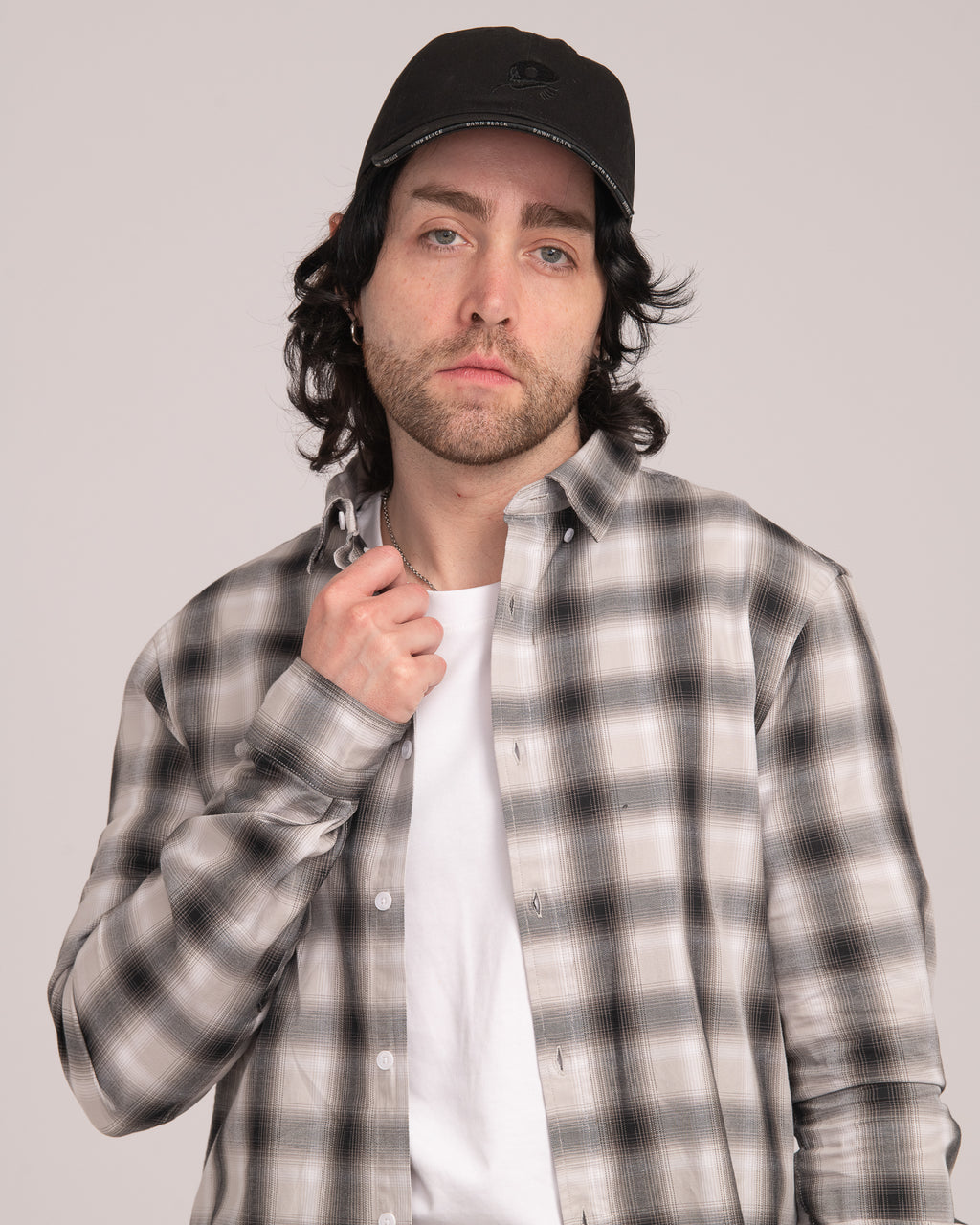 Men's Casual Check Shirt - Black/White