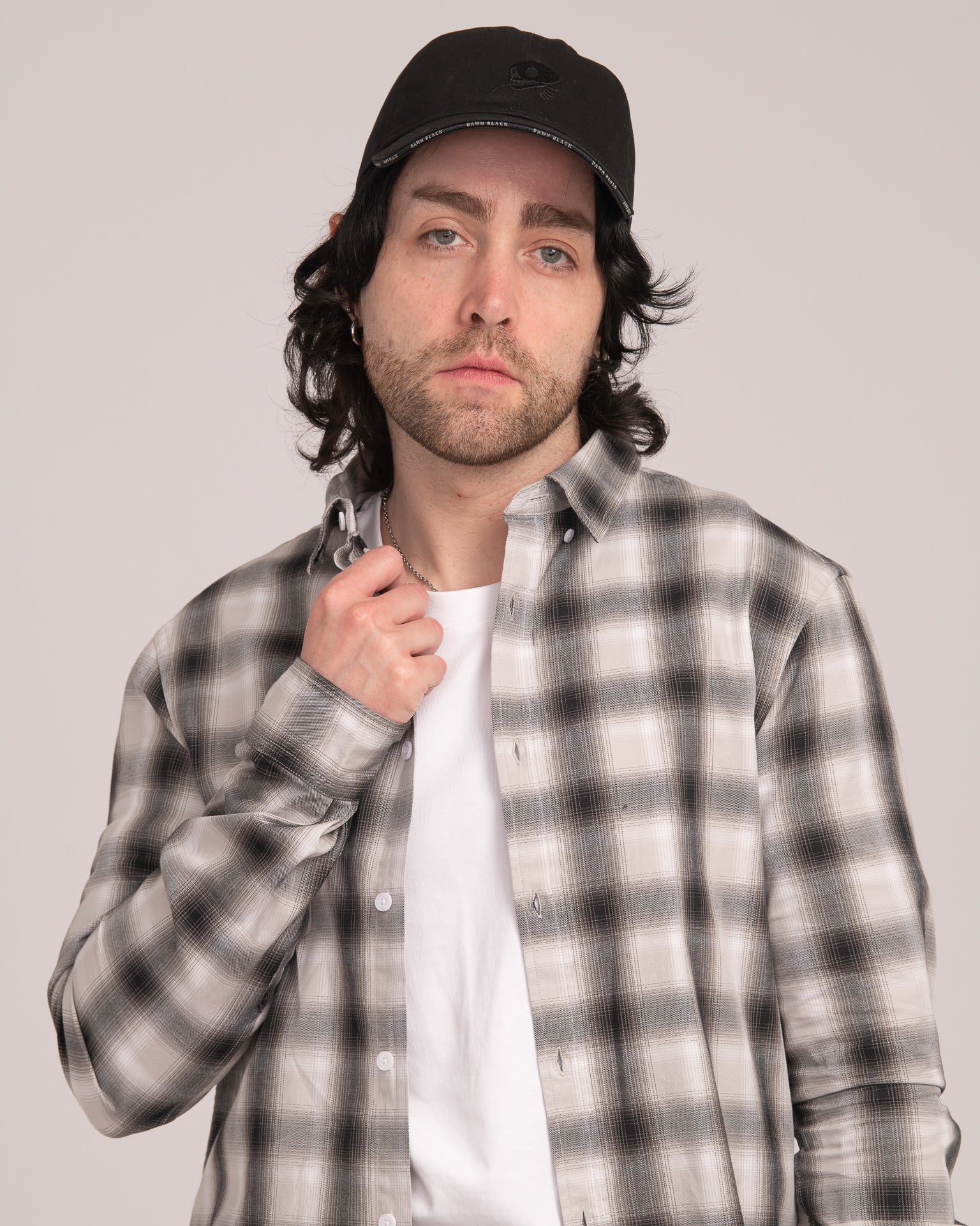 Men's Casual Check Shirt - Black/White