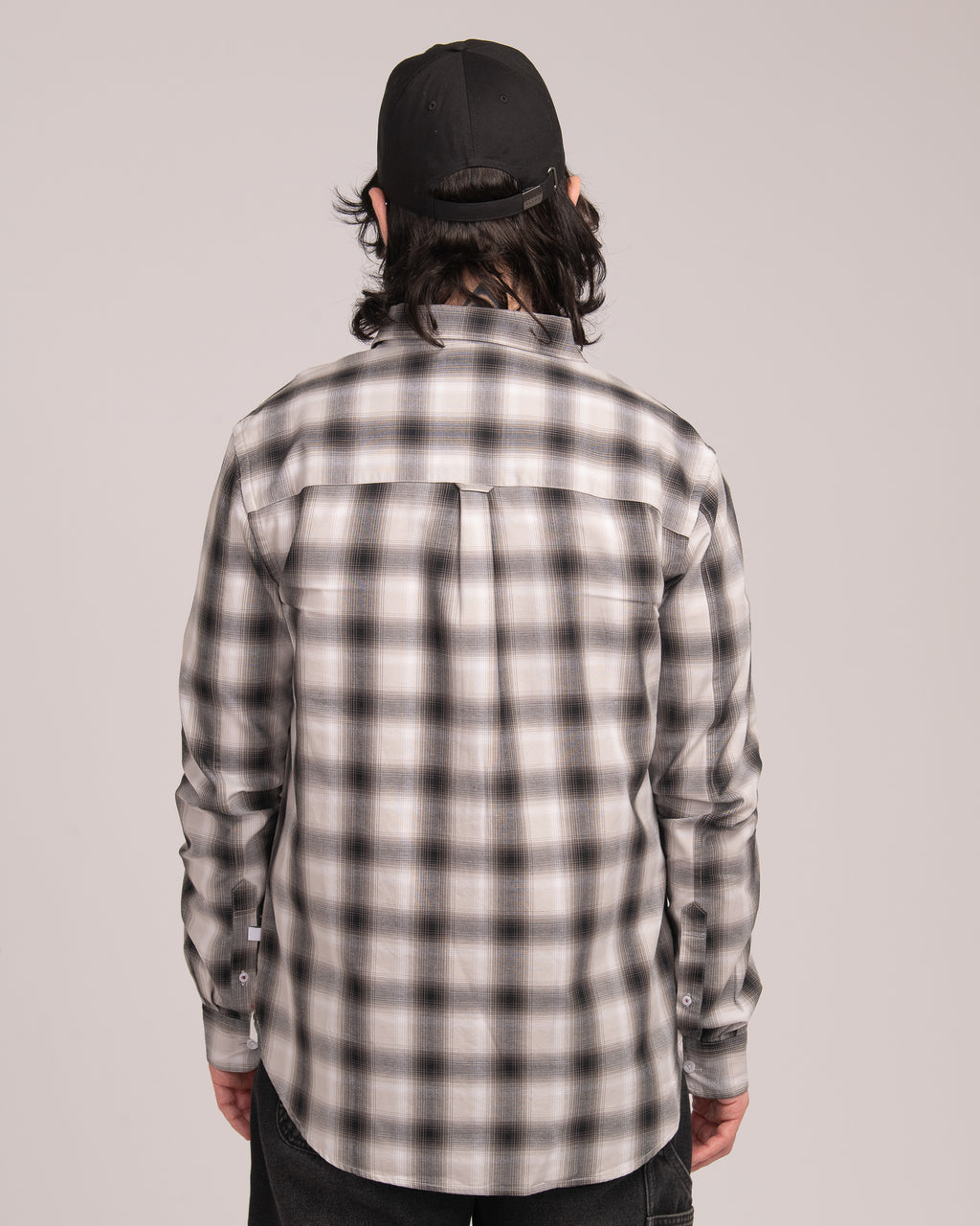 Men's Casual Check Shirt - Black/White