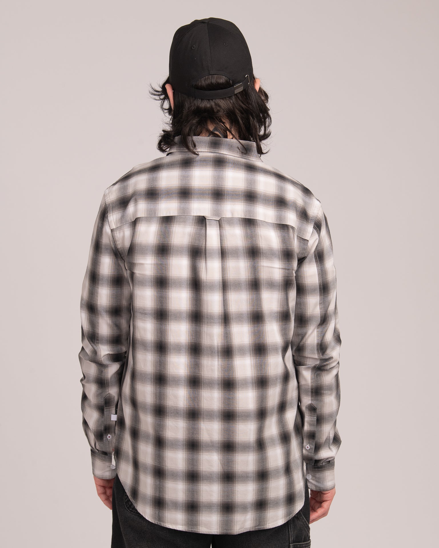 Men's Casual Check Shirt - Black/White
