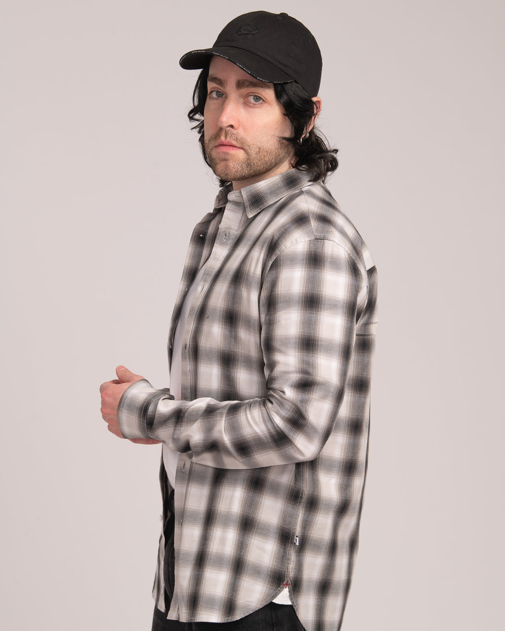 Men's Casual Check Shirt - Black/White