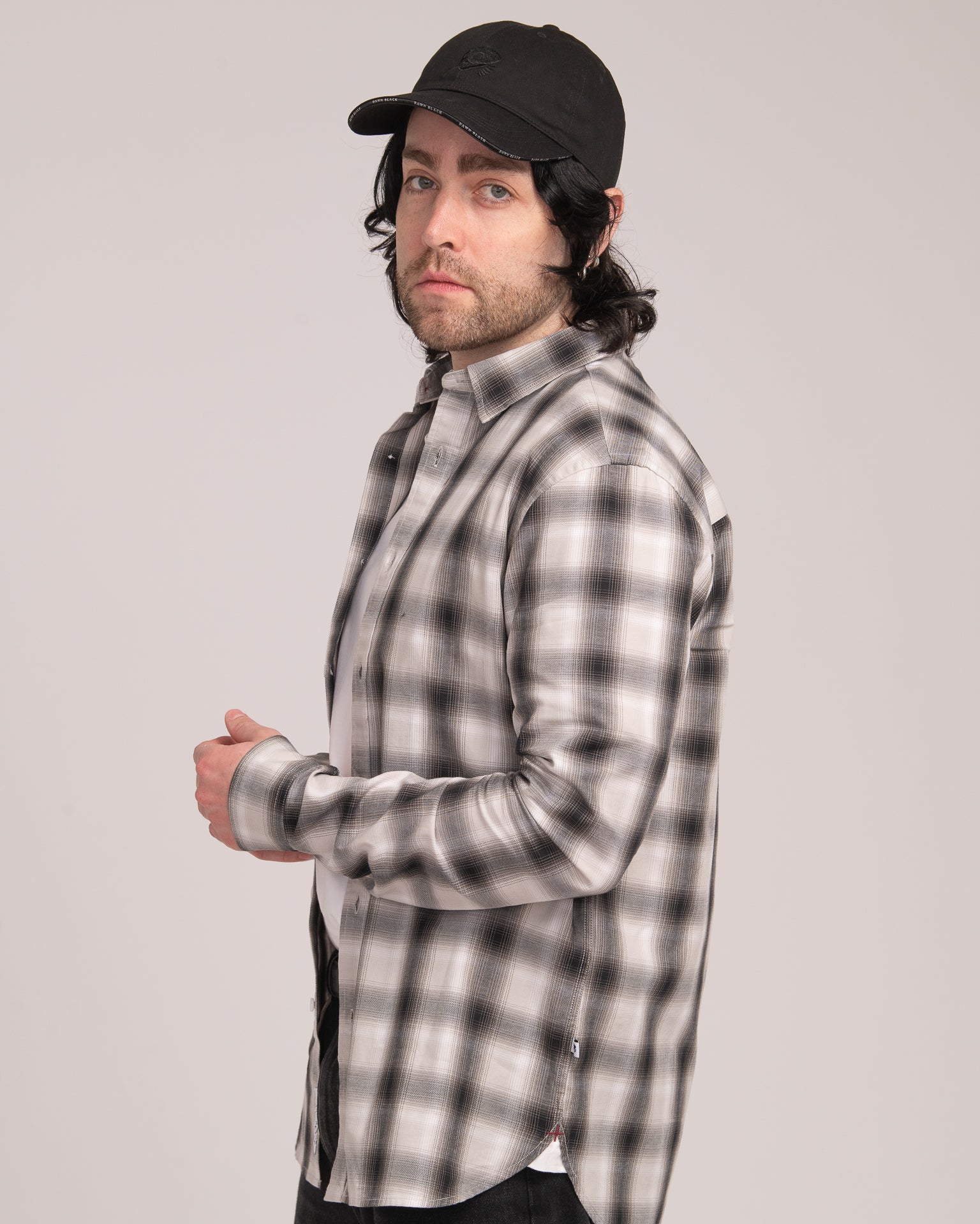 Men's Casual Check Shirt - Black/White