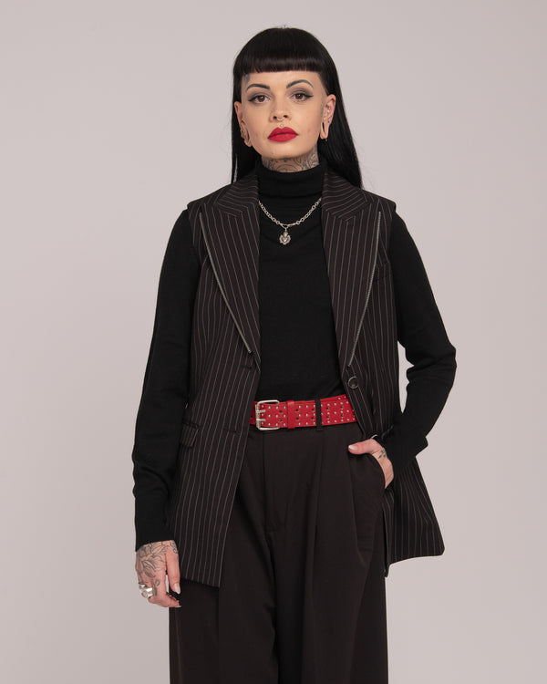 Pin Stripe Vest - Black/White