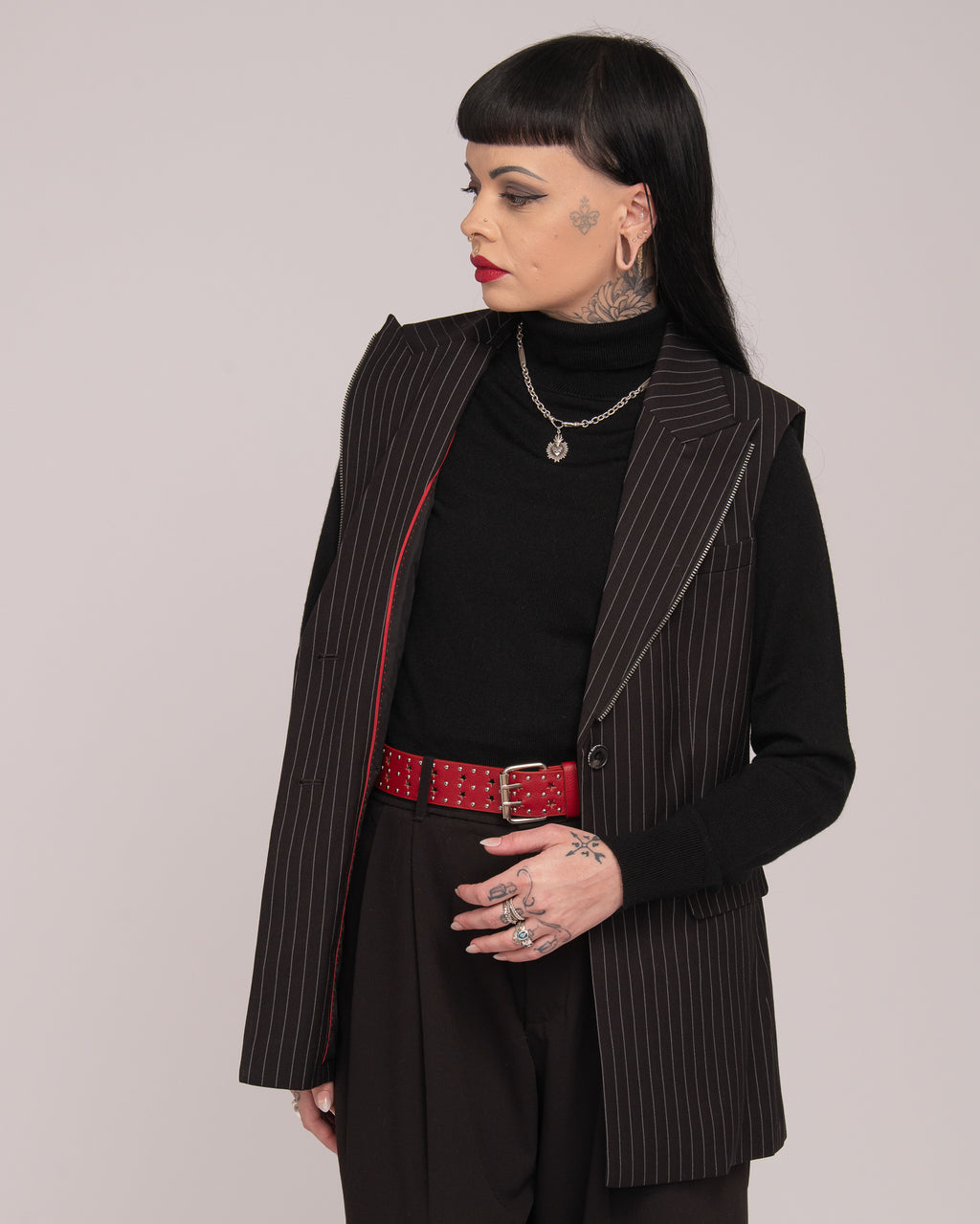 Pin Stripe Vest - Black/White