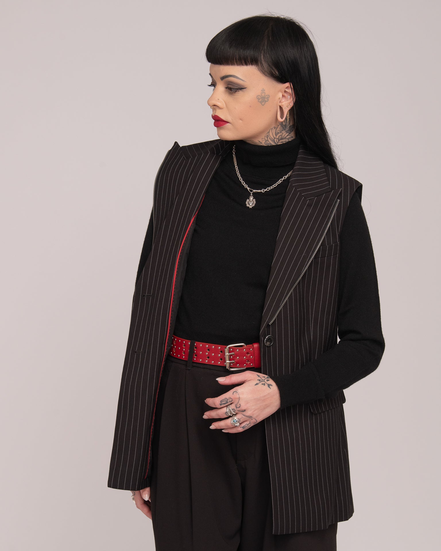 Pin Stripe Vest - Black/White