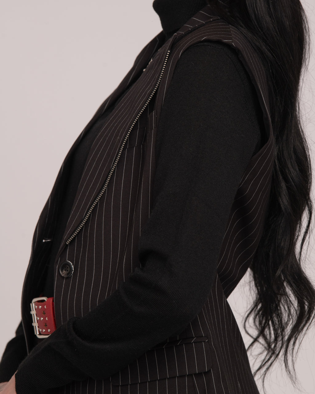 Pin Stripe Vest - Black/White
