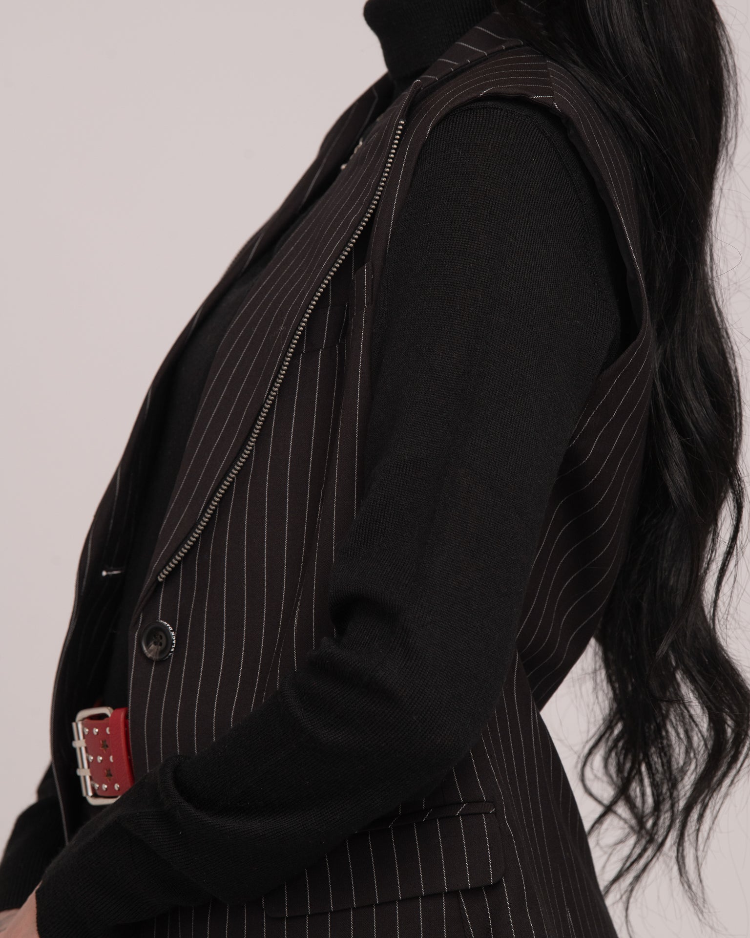 Pin Stripe Vest - Black/White