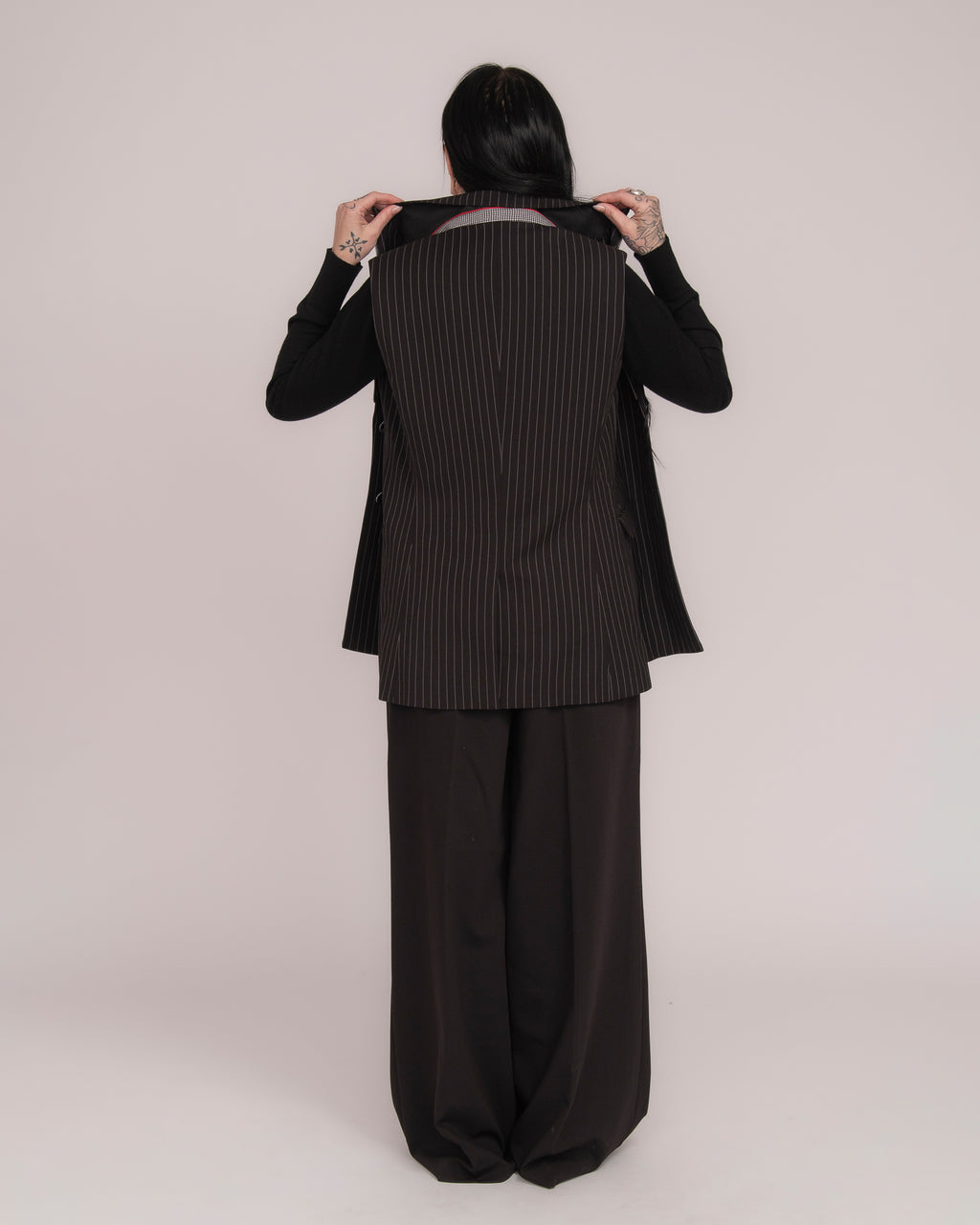 Pin Stripe Vest - Black/White