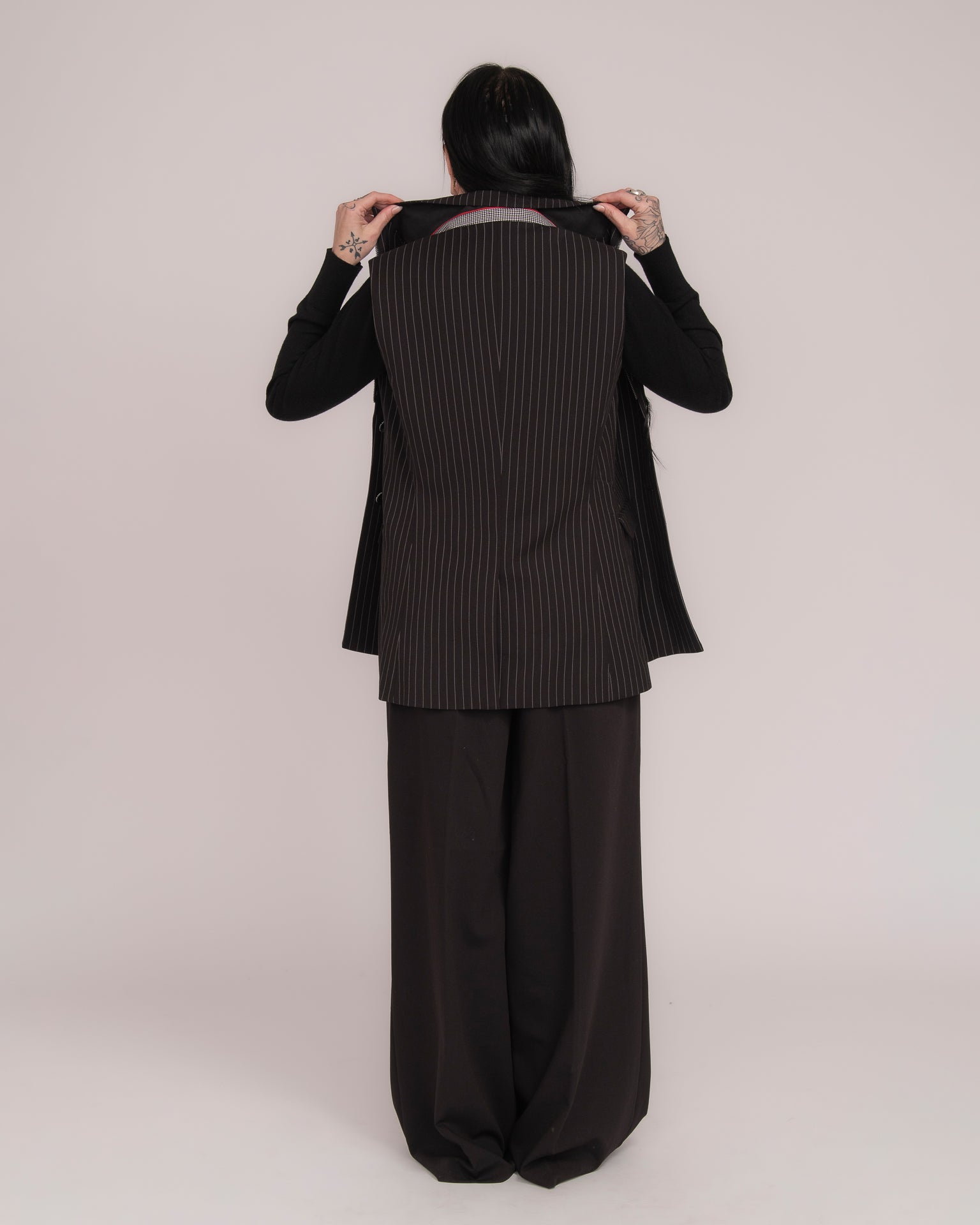 Pin Stripe Vest - Black/White