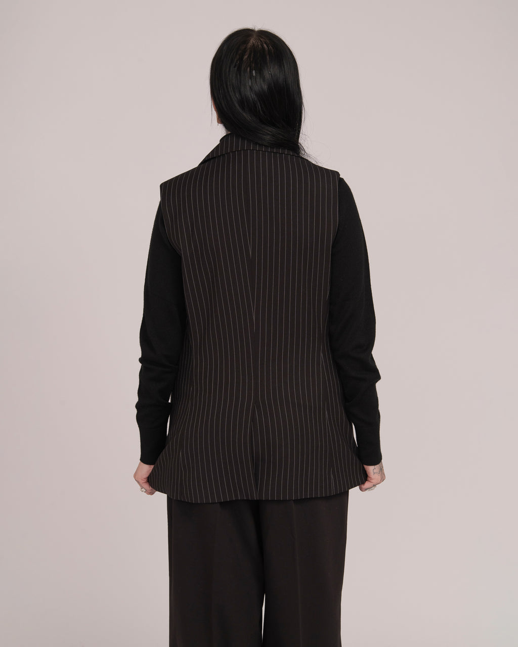 Pin Stripe Vest - Black/White