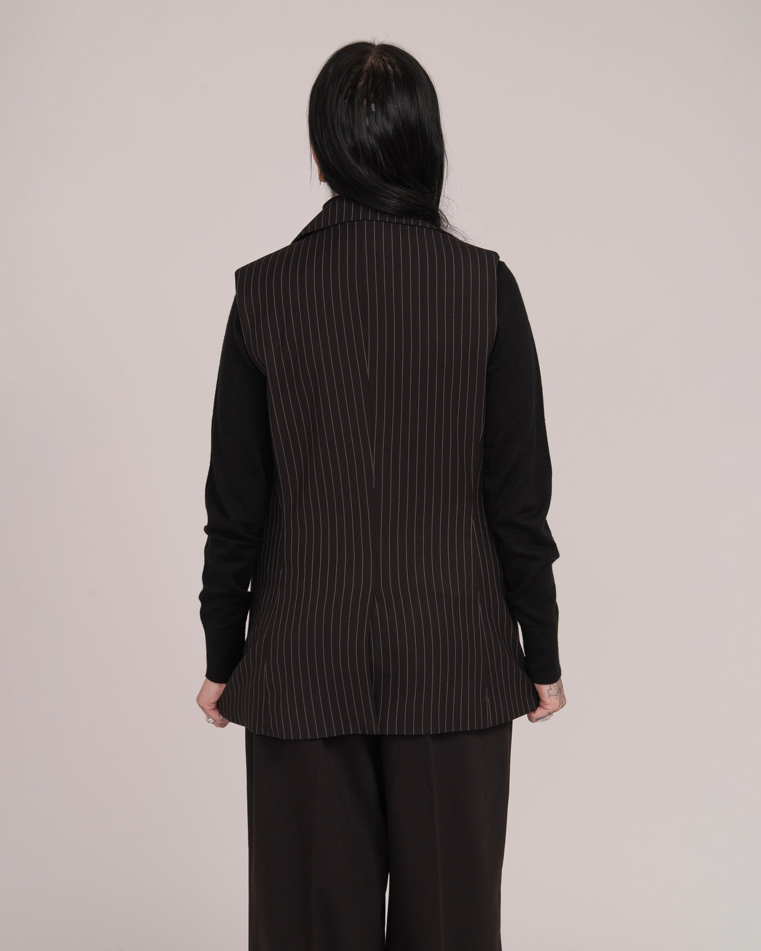 Pin Stripe Vest - Black/White