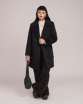Single-Breasted Black Wool Coat - Black