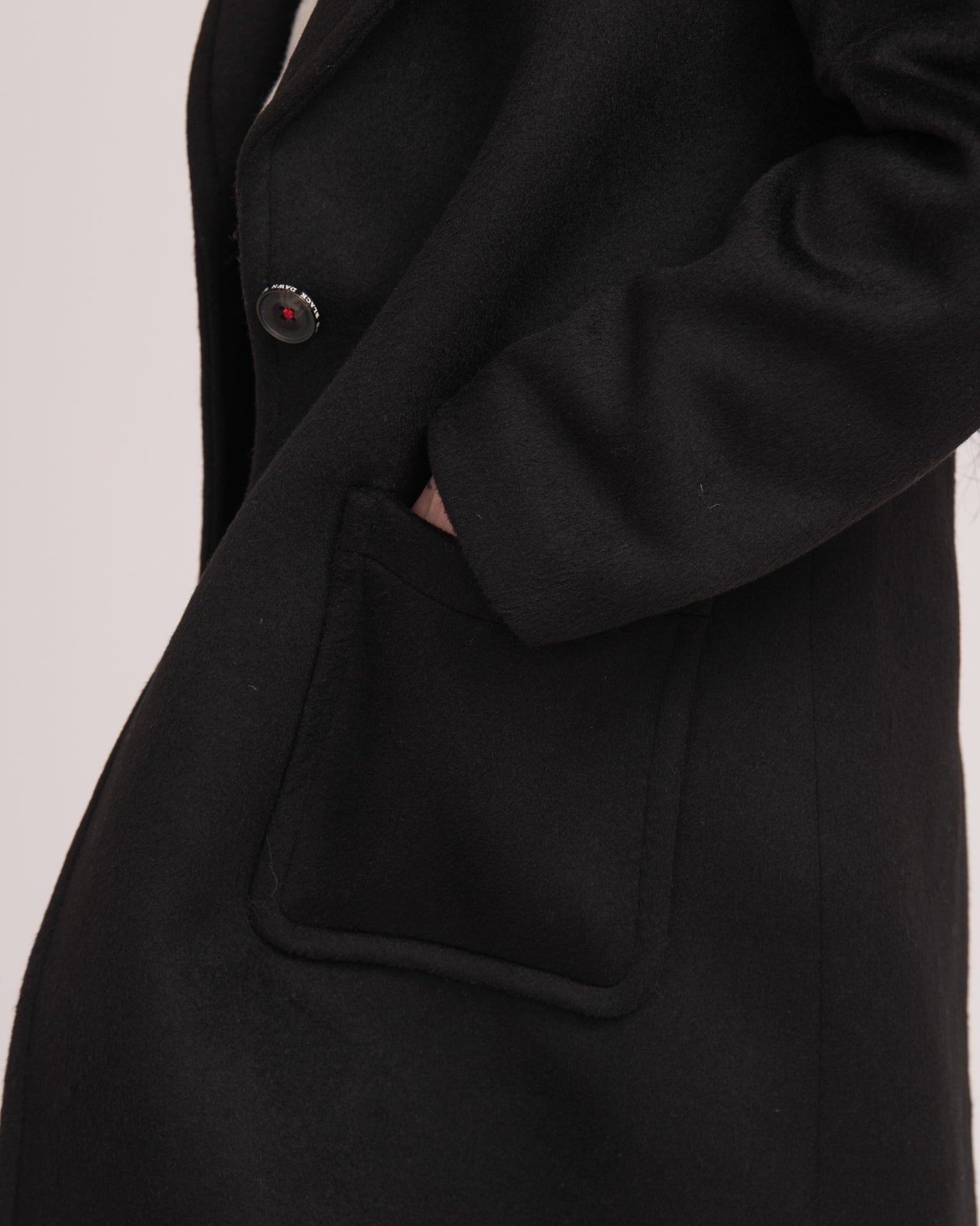 Single-Breasted Black Wool Coat - Black