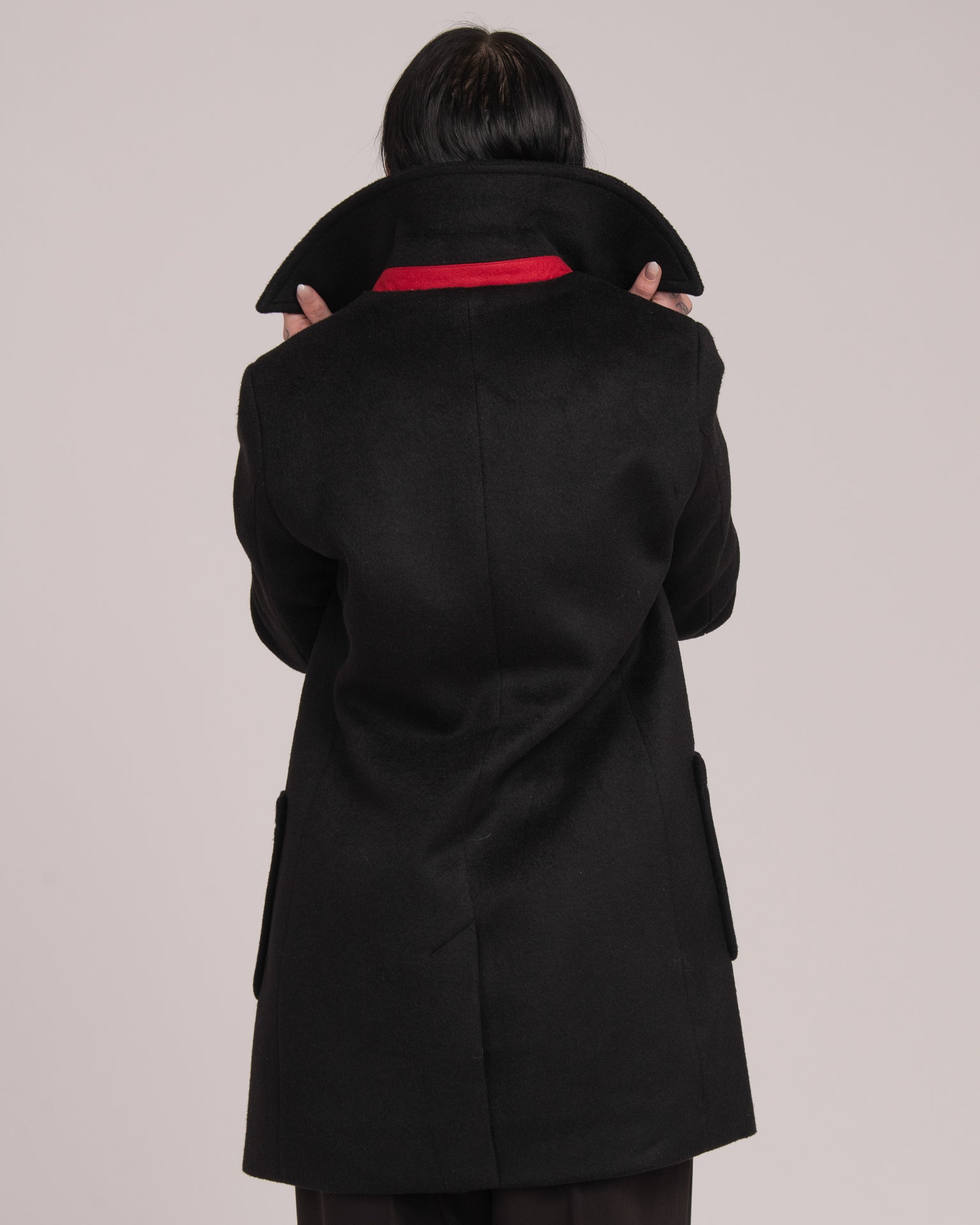 Single-Breasted Black Wool Coat - Black