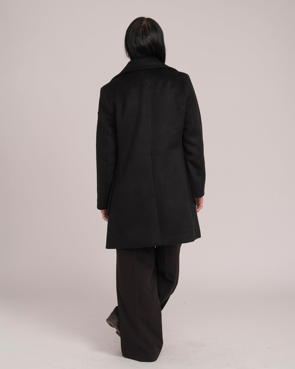 Single-Breasted Black Wool Coat - Black