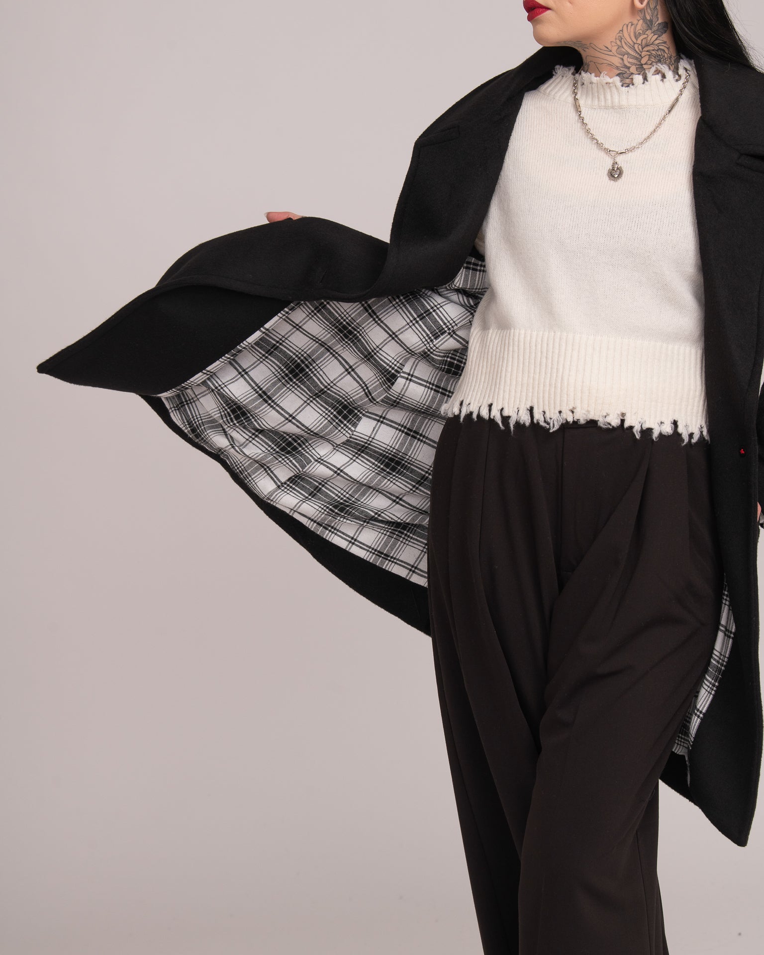 Single-Breasted Black Wool Coat - Black