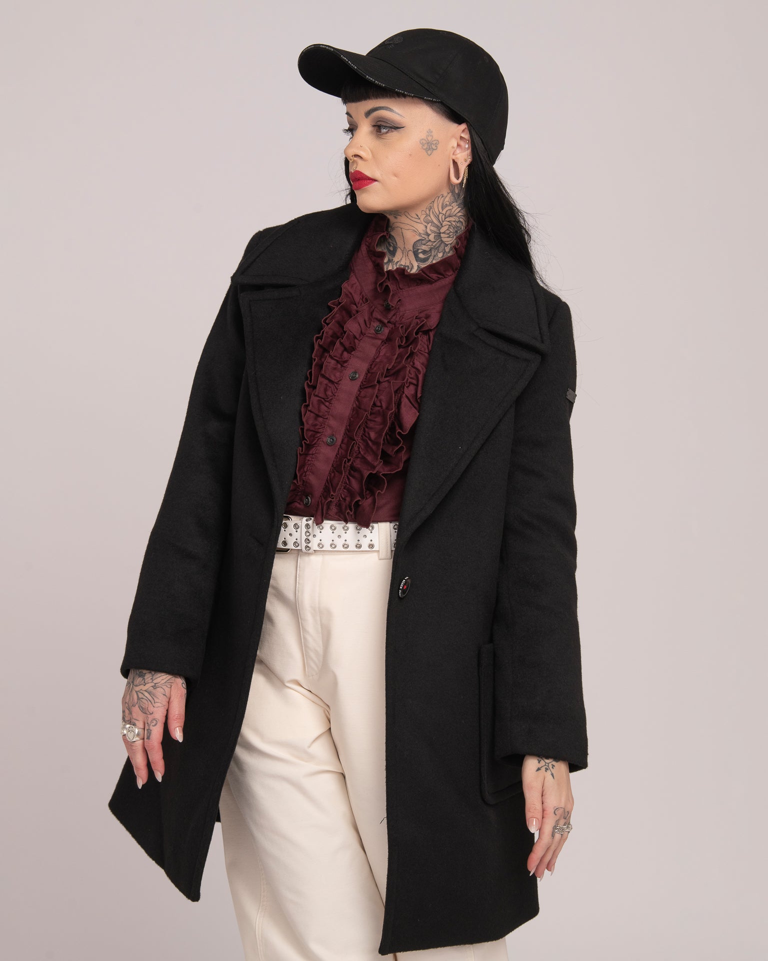 Single-Breasted Black Wool Coat - Black