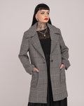 Single-Breasted Wool Coat - Houndstooth