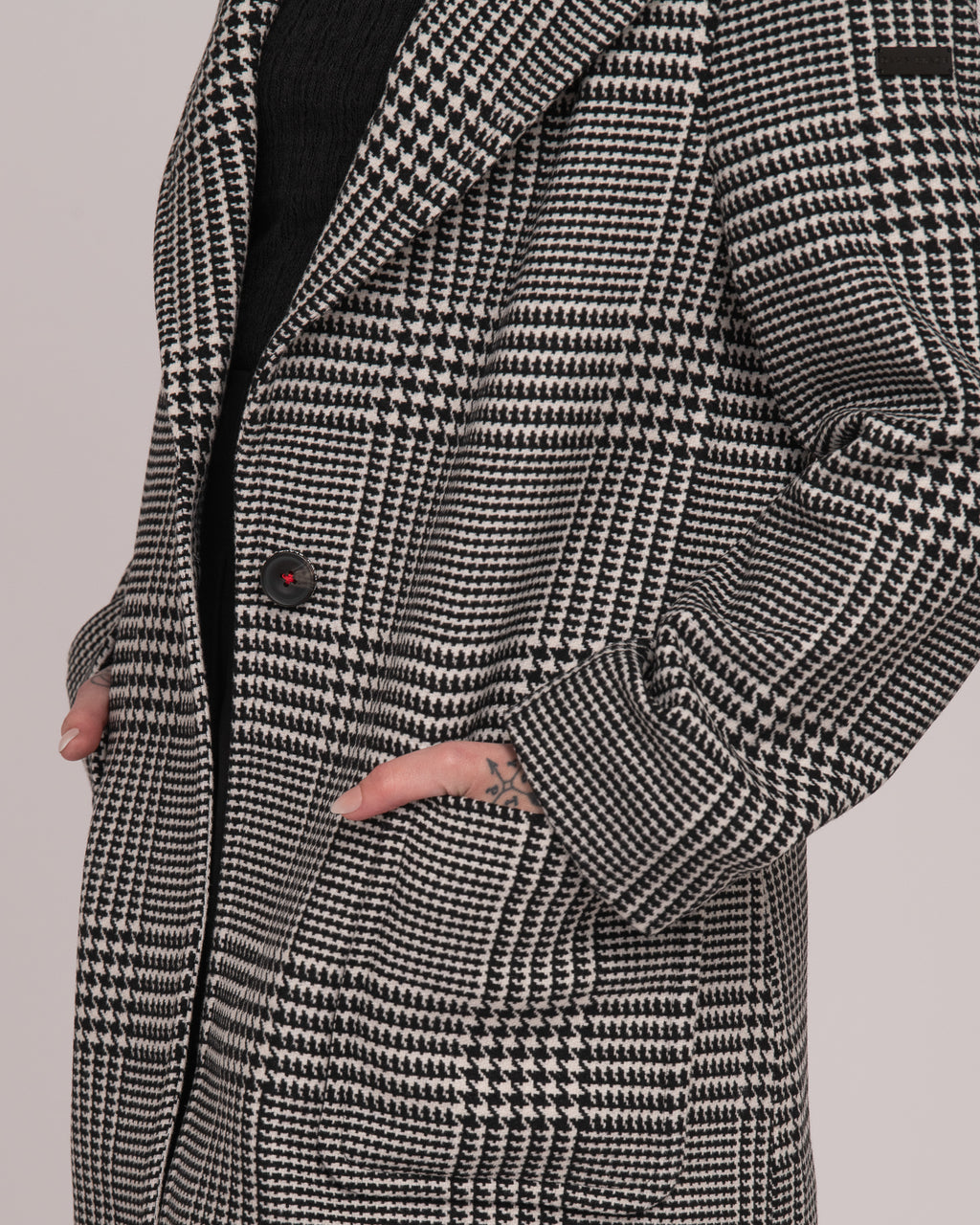 Single-Breasted Wool Coat - Houndstooth