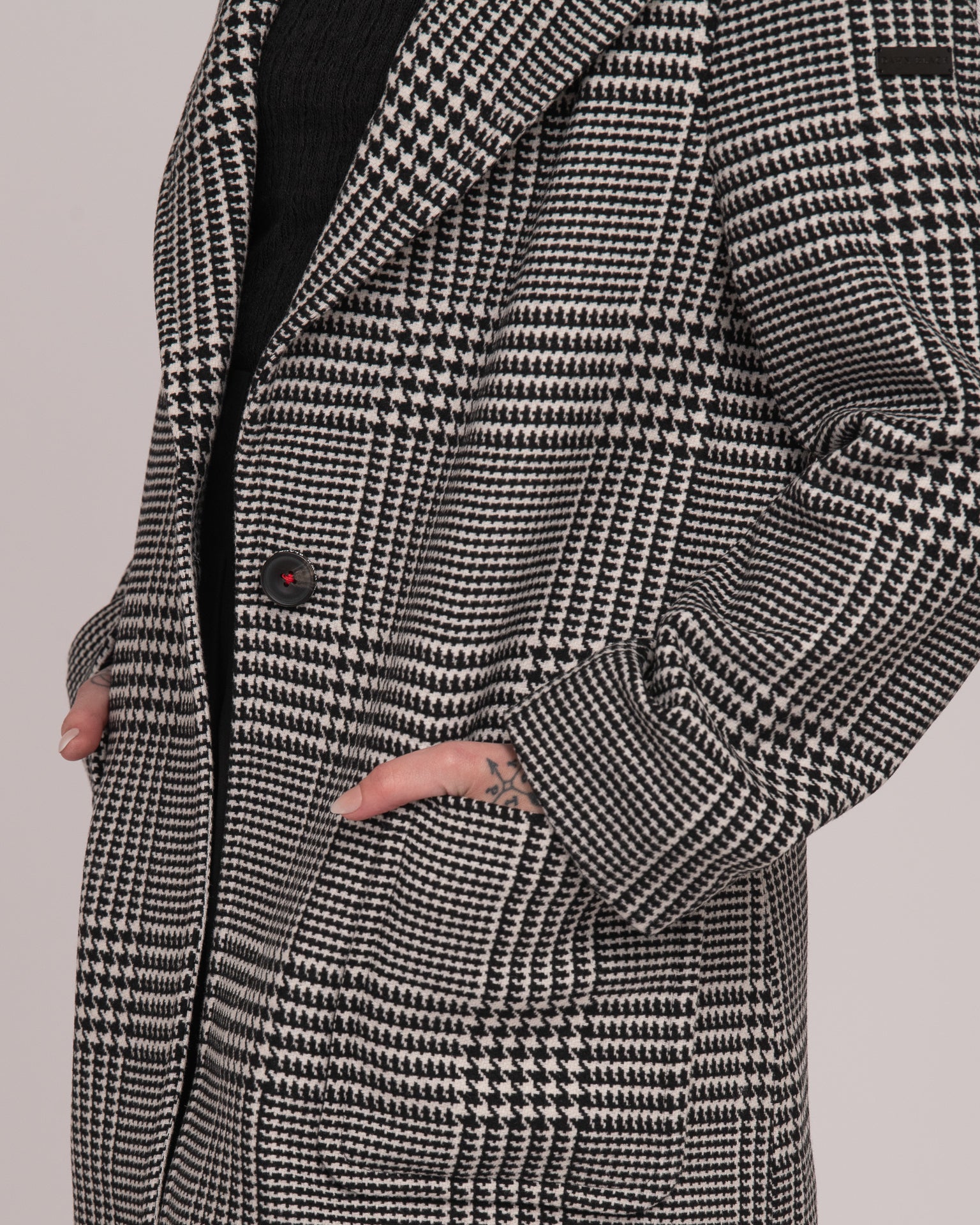 Single-Breasted Wool Coat - Houndstooth