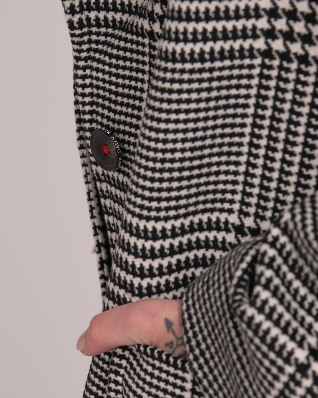 Single-Breasted Wool Coat - Houndstooth