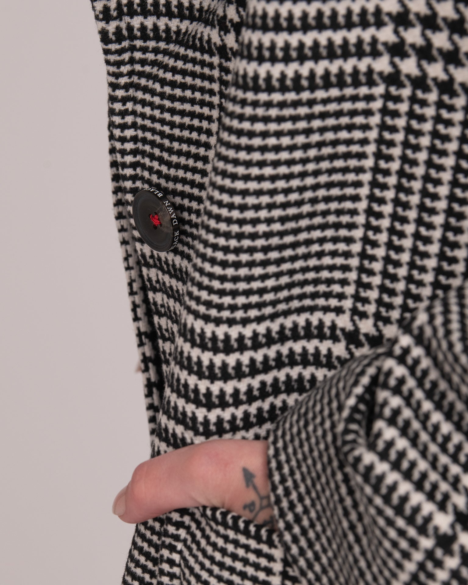 Single-Breasted Wool Coat - Houndstooth
