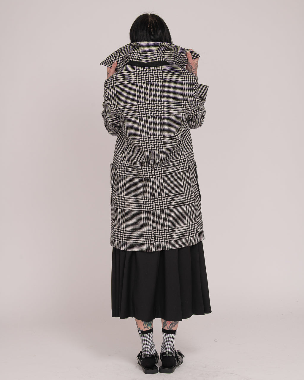 Single-Breasted Wool Coat - Houndstooth