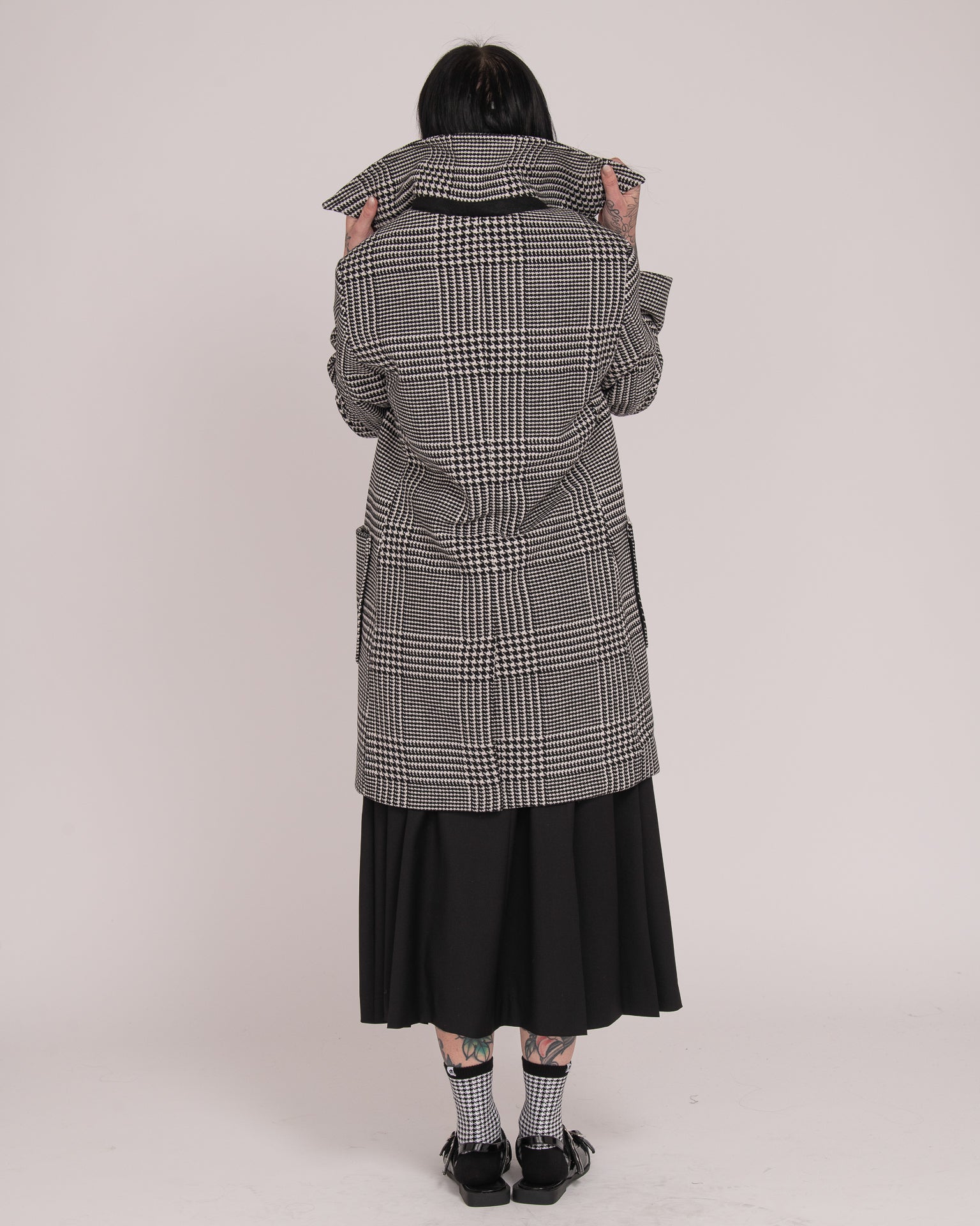 Single-Breasted Wool Coat - Houndstooth