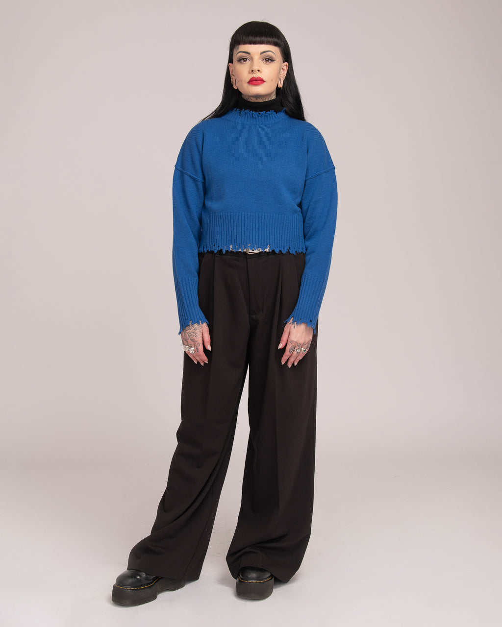 The Fractured Cropped Knit - Blue