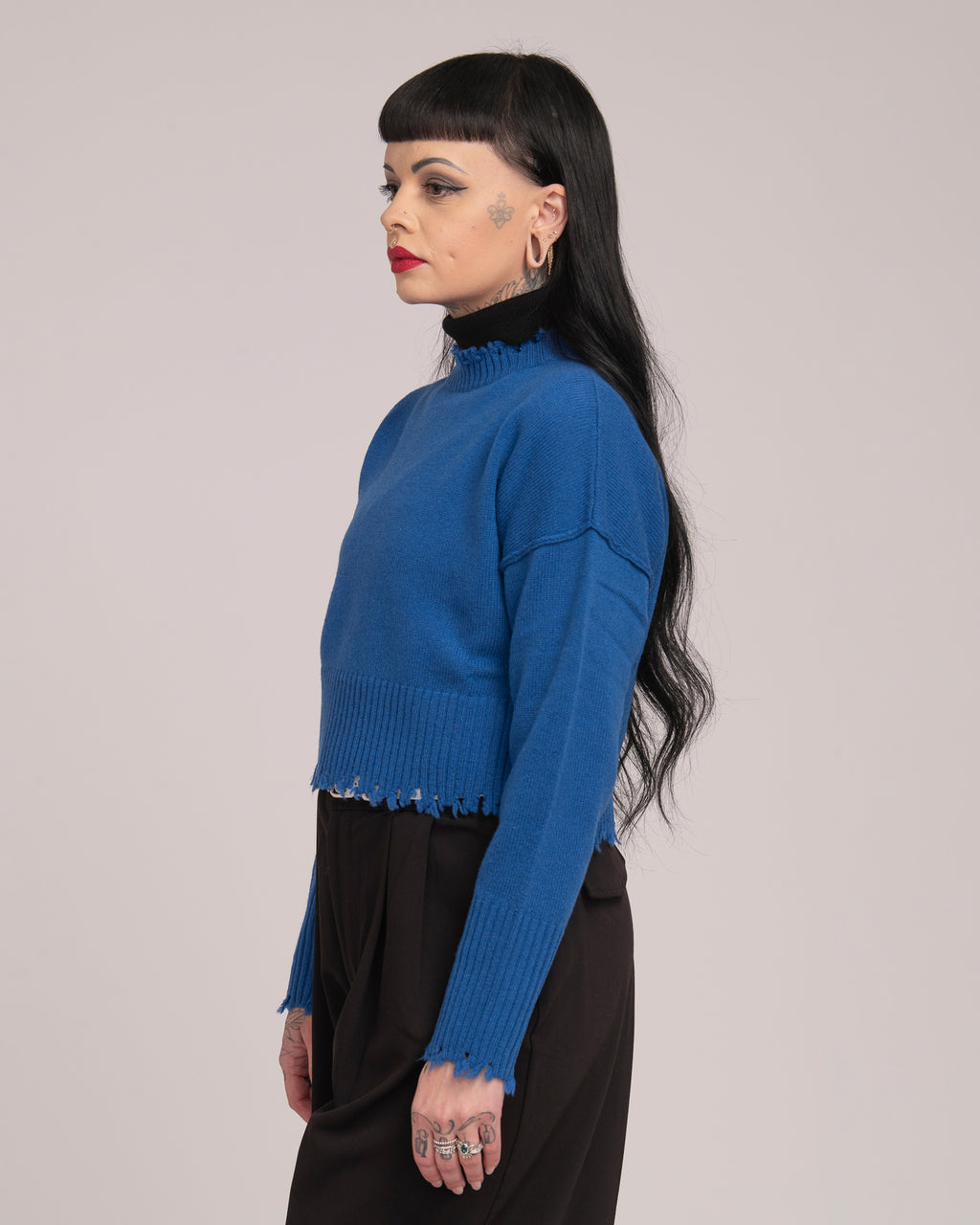 The Fractured Cropped Knit - Blue