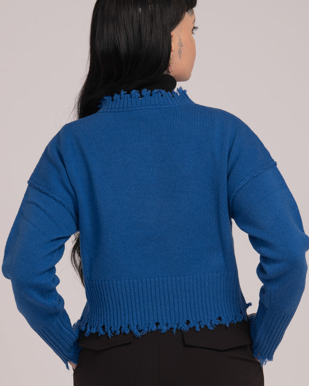 The Fractured Cropped Knit - Blue