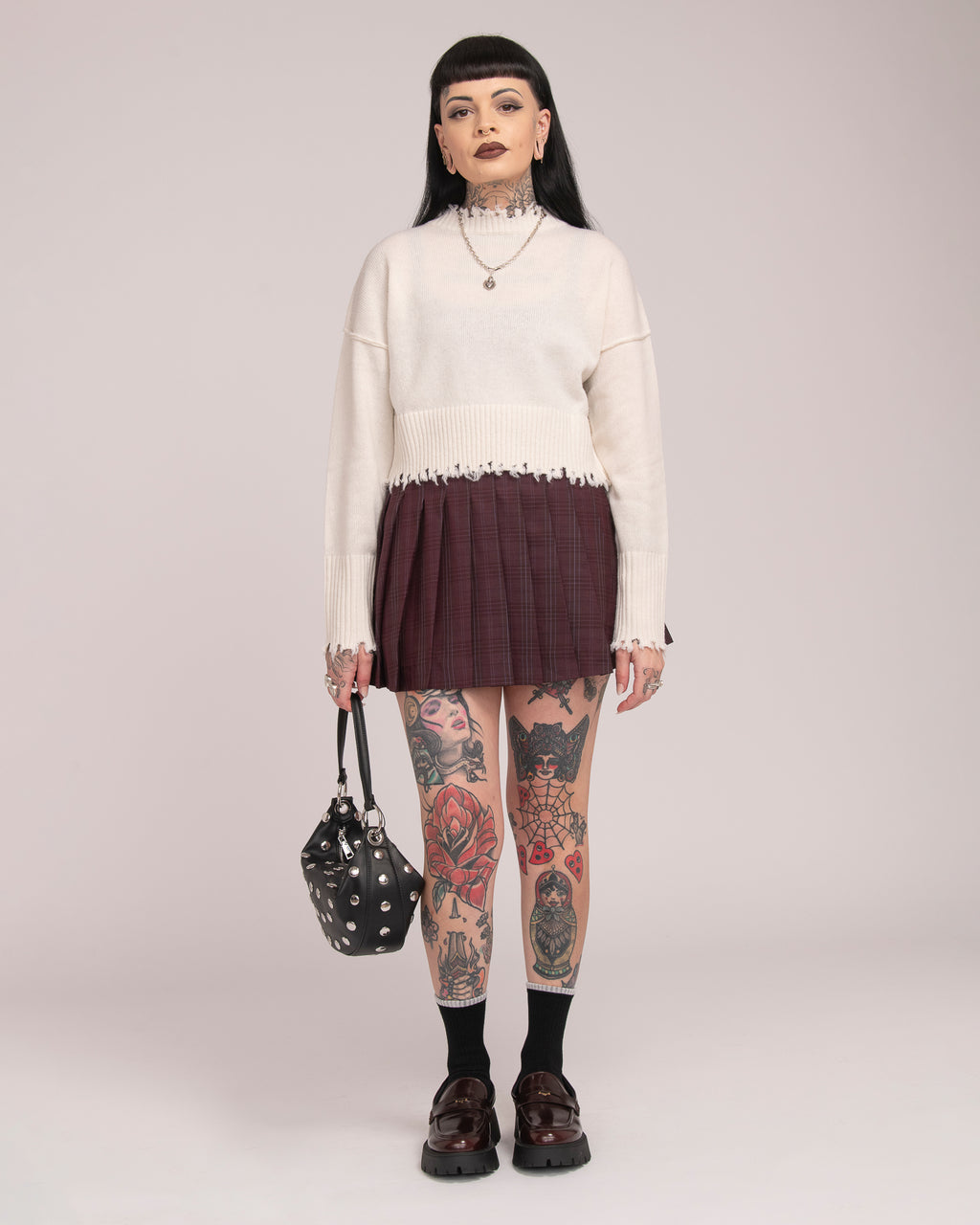The Fractured Cropped Knit - Ecru