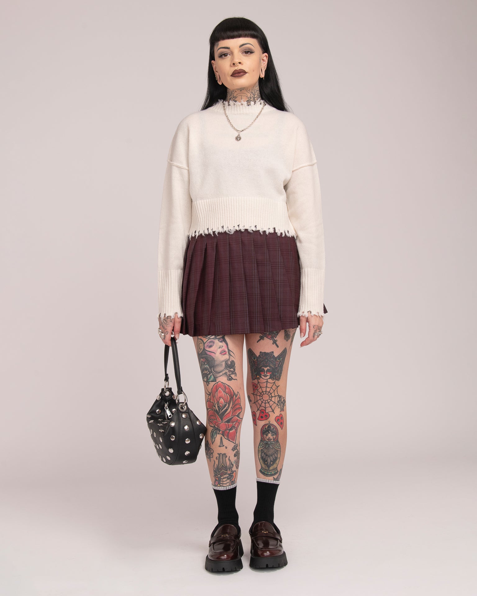 The Fractured Cropped Knit - Ecru