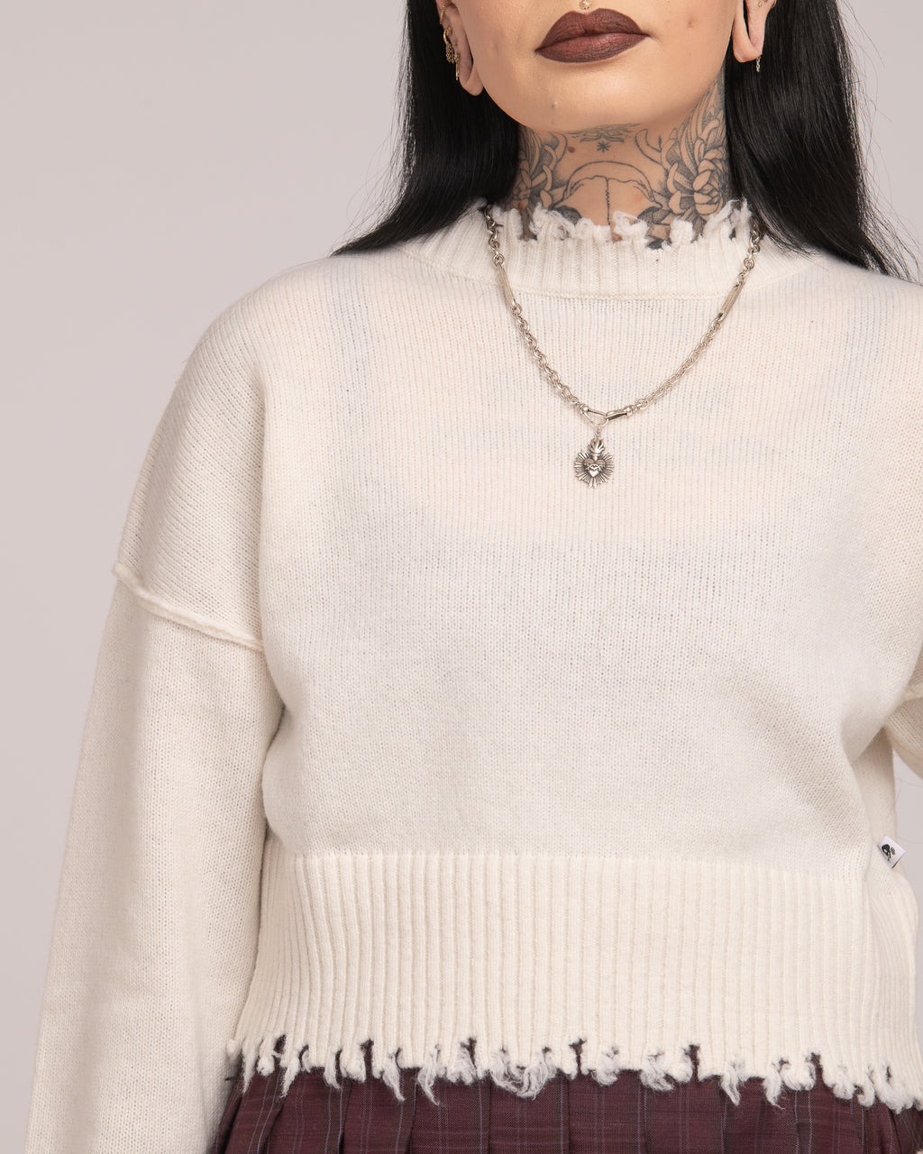 The Fractured Cropped Knit - Ecru