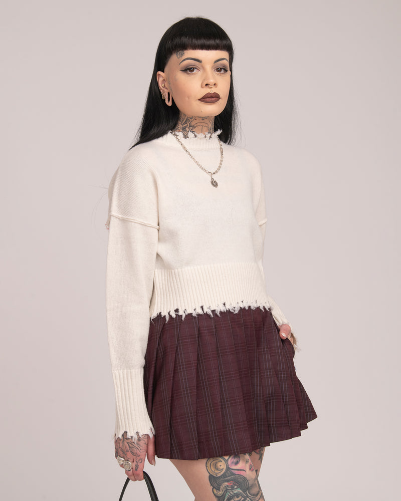 The Fractured Cropped Knit - Ecru