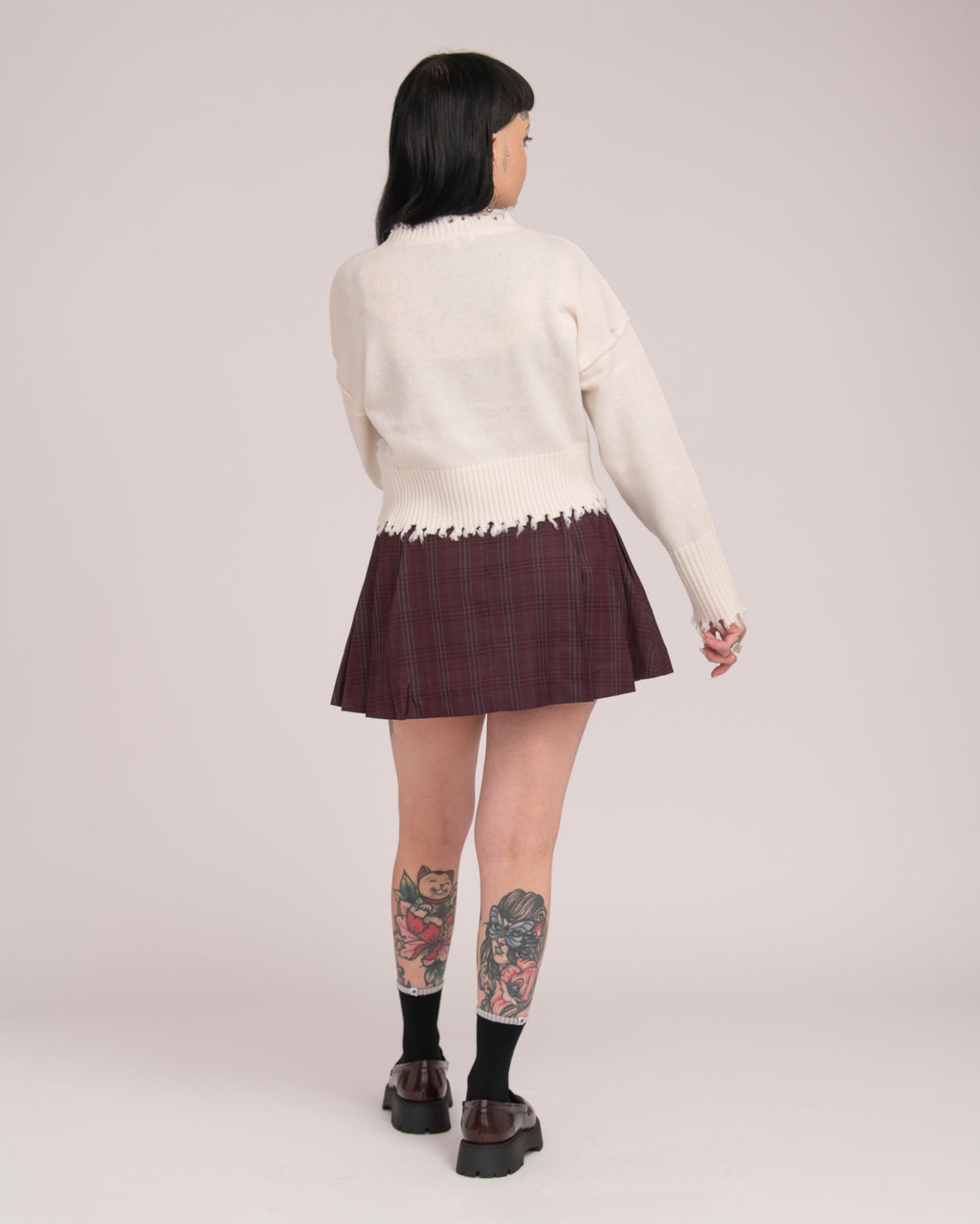 The Fractured Cropped Knit - Ecru