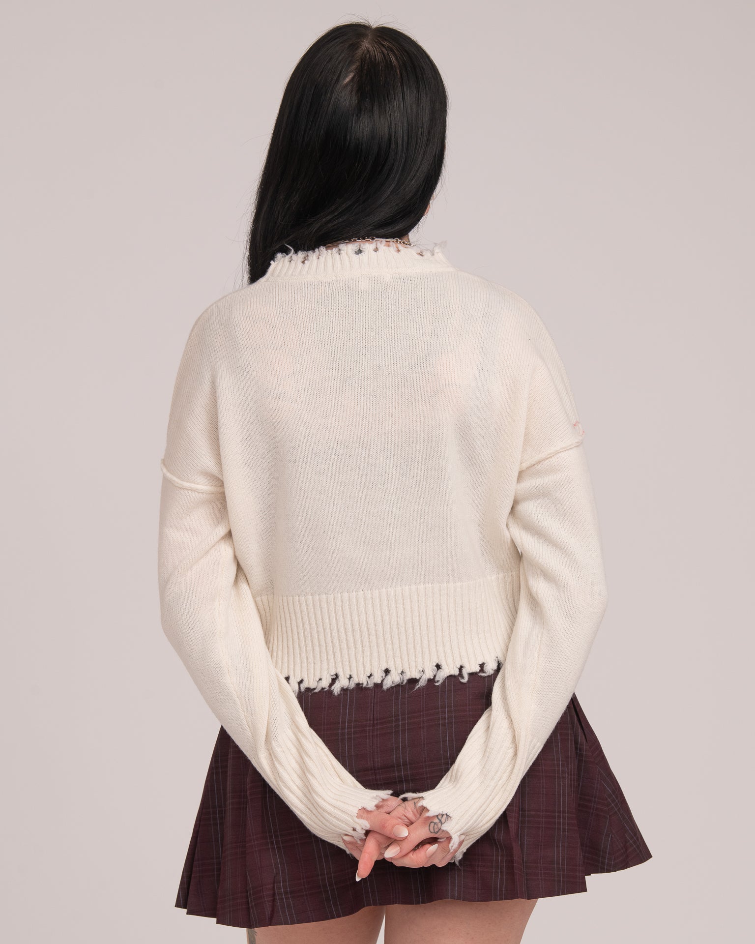 The Fractured Cropped Knit - Ecru